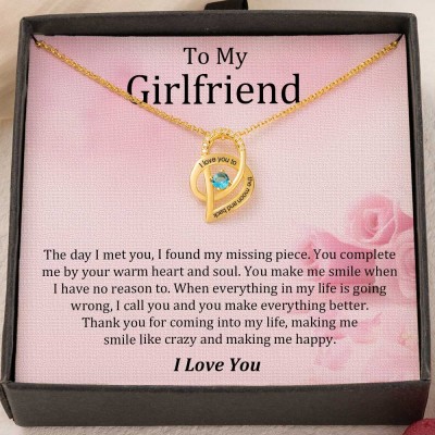 To My Girlfriend I Love You To The Moon and Back Custom Heart Necklace For Valentine's Day