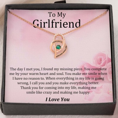 To My Girlfriend I Love You To The Moon and Back Custom Heart Necklace For Valentine's Day