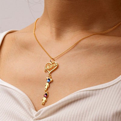 Mama Heart Pendant with Birthstone 1-10 Kids Charms