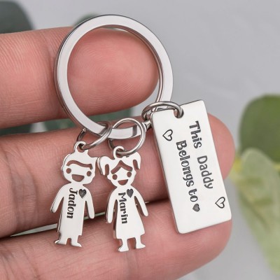 Personalized 1-10 Kids Charms Engraving Name Keychains Gifts For Father's Day