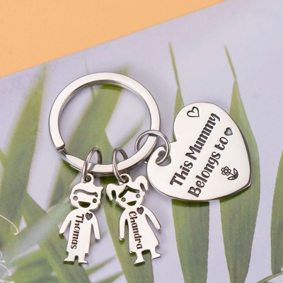 Personalized 1-10 Kids Charms Engraving Name Keychains Gifts For Mother's Day