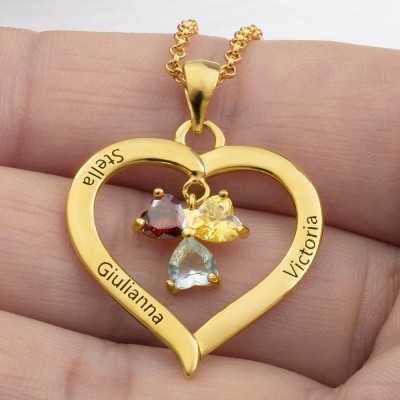 Personalized Heart Birthstone Necklaces For Her Mother Birthday Family Anniversary Gift Ideas