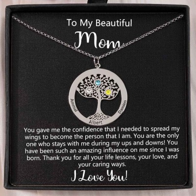 To My Mom Personalized Family Tree Necklaces With Names For Mother's Day Gift Ideas