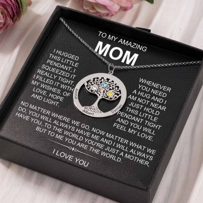 To My Mom Personalized Family Tree Necklaces With Names For Mother's Day Gift Ideas