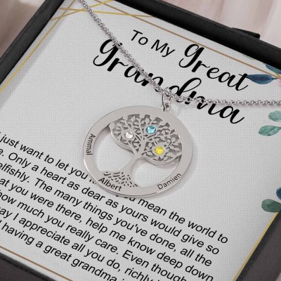 To My Grandma Personalized Family Tree Necklaces With Names For Mother's Day Gift Ideas