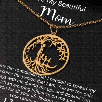 To My Mom Personalized Family Tree Necklace For Mother and Children Gift Ideas