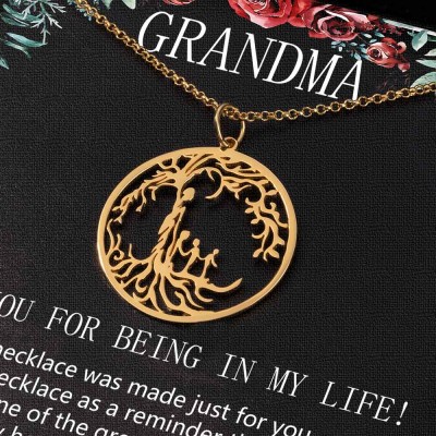 To My Grandma Personalized Family Tree Necklace For Mother's Day Gift Ideas