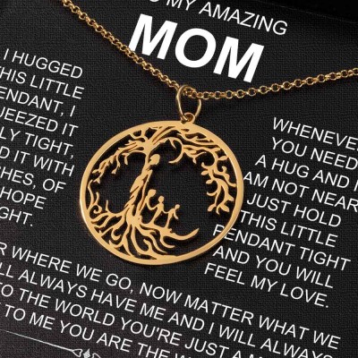 To My Mom Personalized Family Tree Necklace For Mother and Children Gift Ideas