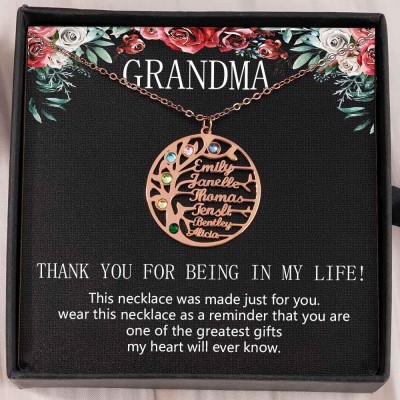 To My Grandma Personalized Family Tree Necklaces