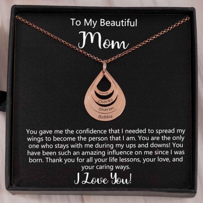 To My Mom Personalized Drop Shaped Name Necklace For Mother's Day