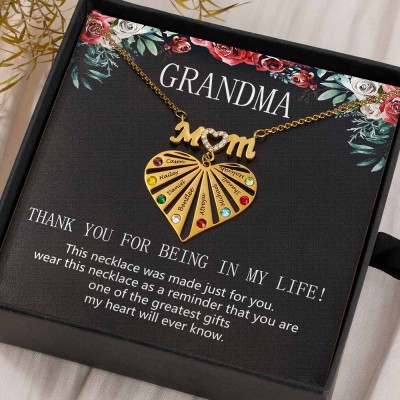 To My Grandma Custom Heart Necklace For Mother's Day Christmas Birthday Gift Ideas