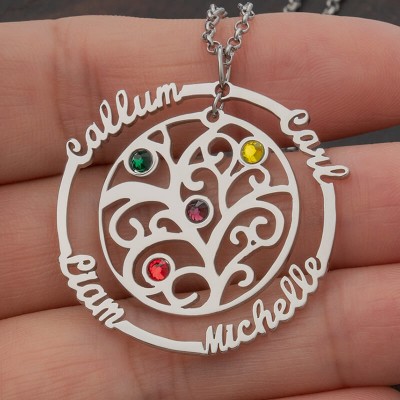 Personalized Family Tree Birthstone Necklaces Gift Ideas