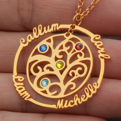 Personalized Family Tree Birthstone Necklaces Gift Ideas