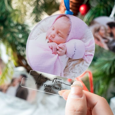 Personalized Newborn Baby First Christmas Photo Ornaments Bauble Decor