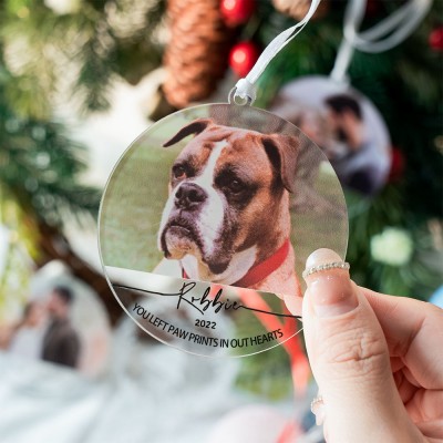 Personalized Christmas Pet Dog Memorial Photo Ornaments Tree Decor