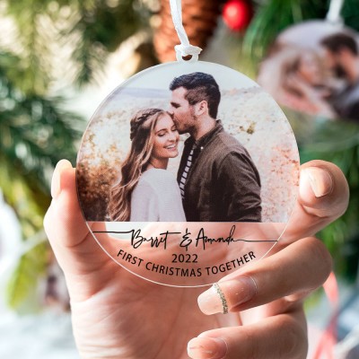 Our First Christmas Together Ornaments Personalized Photo Couple 1st Anniversary Gift