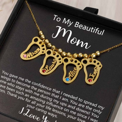 To My Mom Custom Baby Feet Charms Necklace