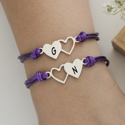 Personalized Best Friend Sister Friendship Bracelets With Initial For 2