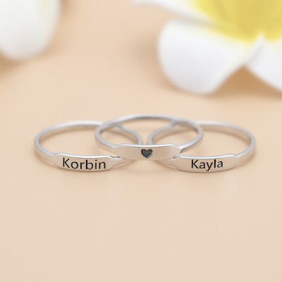 Personalized Initial and Name Stackable Bar Rings