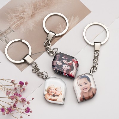Custom Crystal Photo Keychain Personalized Picture Memorial Gifts