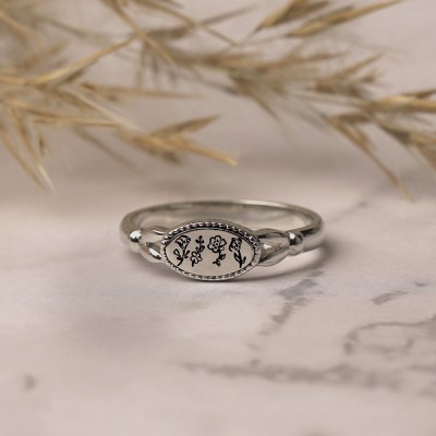 Personalized Family Birth Flower Month Ring Gift For Her