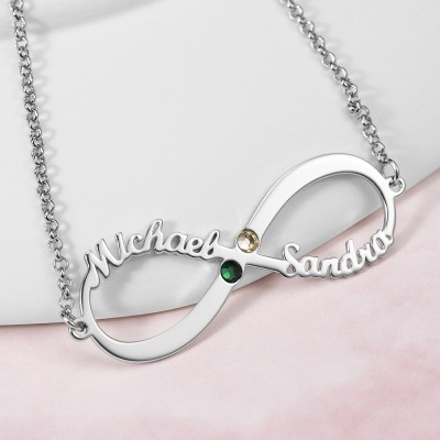 Infinity Name Necklace With Birthstones