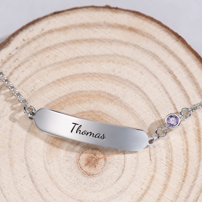 Personalized Birthstone Baby Name Engraving Bracelets