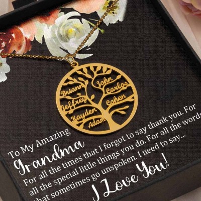 Personalized To My Grandma Family Tree Necklace From Grandkids Gift Ideas For Grandma Mother's Day