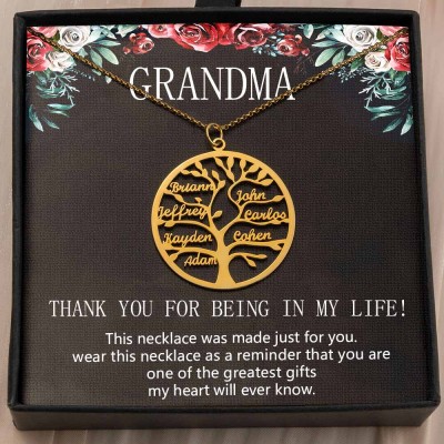 Personalized To My Grandma Family Tree Necklace From Grandkids Gift Ideas For Grandma Mother's Day