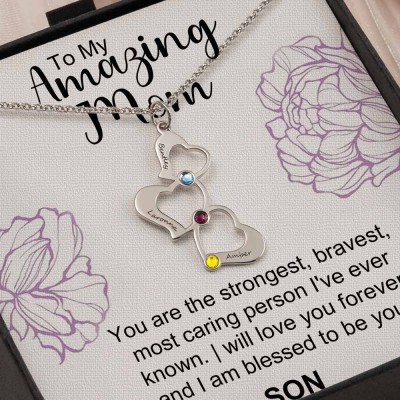 Personalized To My Mom Heart Necklace From Daughter Son For Mother's Day