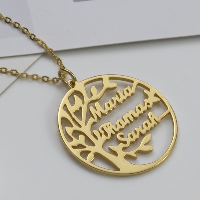 Personalized Family Tree Name Engraved Necklaces For Grandma Mom Gift