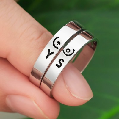 Personalized Matching Ring Best Friend Boobs Stacking Ring Set of 2