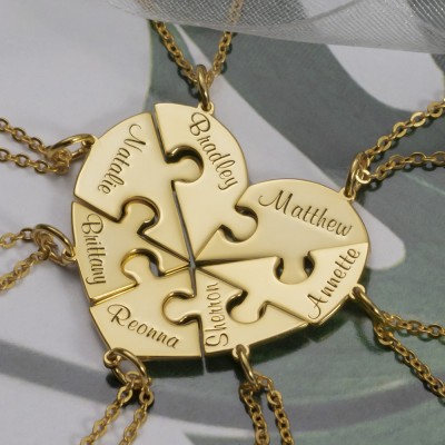 Personalized Heart Shape 1-7 Pieces Name Necklace For Family Couples Mother's Day Gifts