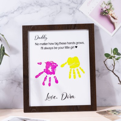 Hands Down Kids Child Handprint Frame With Personalized Name Engraving DIY Present For Dad