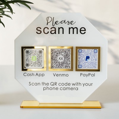 Personalized 3 QR Code Sign Business Payment & Social Media Sign