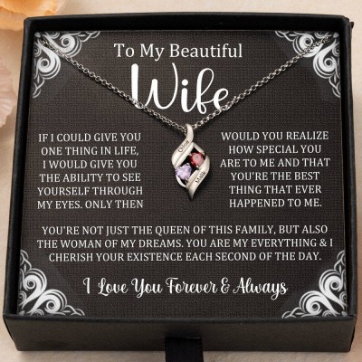 Custom To My Wife Birthstone Necklace Valentine's Day Gift From Husband