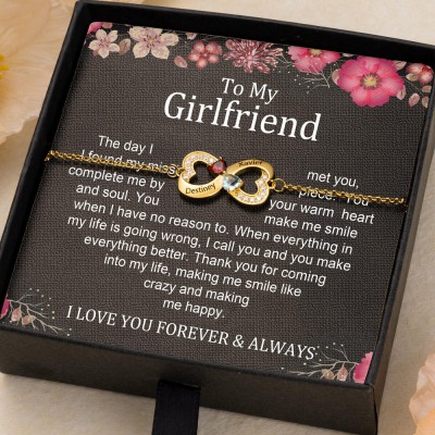 Custom To My Girlfriend Bracelet For Valentine's Day Couple Gift Ideas