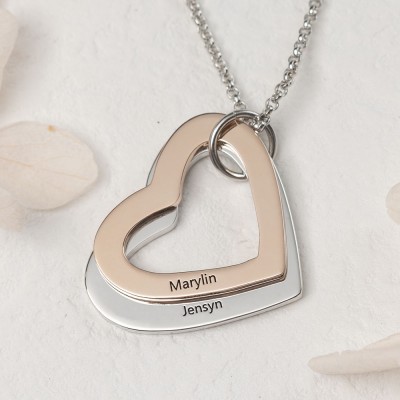Personalized Heart Couple Names Necklaces For Valentine's Day