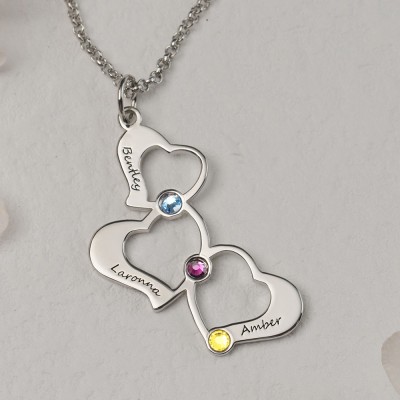 Personalized Heart Birthstone Name Necklaces For Her Mother Birthday Family Anniversary Gift Ideas