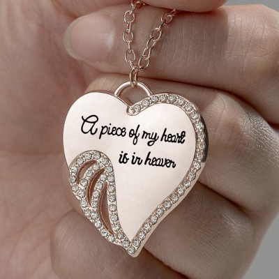 A Piece of My Heart Is In Heaven Angel Memorial Necklace