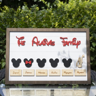 Mickey Mouse Family Personalised Name Engraving Frame Wall Decor Gift