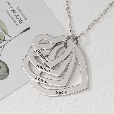 Personalized 1-6 Name Heart Necklace Family Christmas Gift