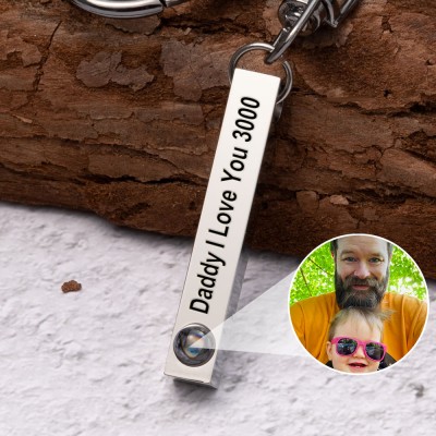 Personalized Photo Projection Keychain For Father's Day Dad I Love You 3000