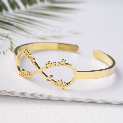 Personalized Infinity Name Bracelet Bangle With 1-6 Names