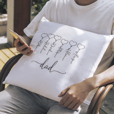 Personalized Family Pillow Engraving 1-16 Names Father's Day Gift
