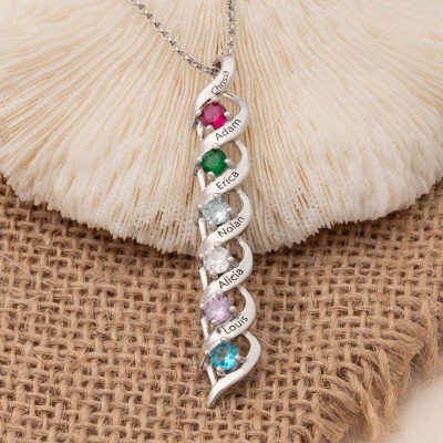Personalized 1-8 Name Engraved and Birthstone Necklaces