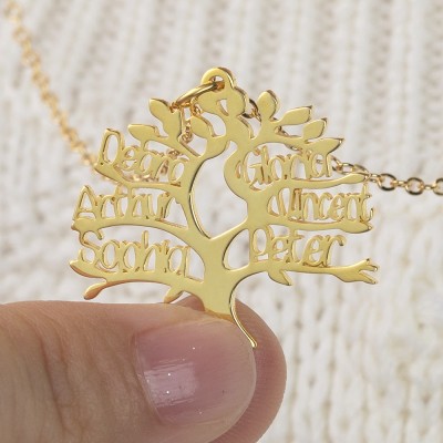 Personalized Family Tree Name Engraved Necklace