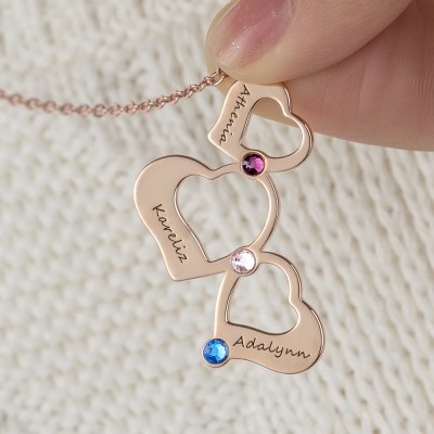 Personalized Family Name Heart Necklace Christmas Gift