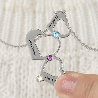 Silver Personalized Family Name Heart Necklace Christmas Gift