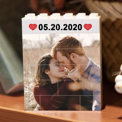 Custom Photo Block Puzzle Building Brick Gift For Her Valentine's Day